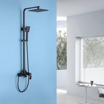 Душевая стойка Abber (Аббер) Wasserfall AF8616BL с изливом, черный матовый