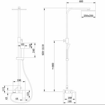 Душевая стойка Abber (Аббер) Wasserfall AF8616L с изливом, хром