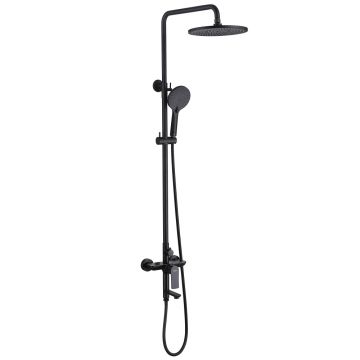 Душевая стойка Abber (Аббер) Weiss Insel AF8016BL с изливом, черный матовый