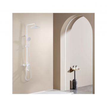 Душевая стойка Abber (Аббер) Weiss Insel AF8016FWL с изливом, белый матовый