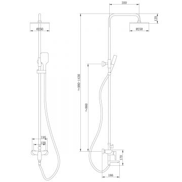 Душевая стойка Abber (Аббер) Weiss Insel AF8016N с изливом, хром