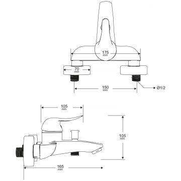 Смеситель для ванны с душем Мегафлекс Mercan MG-SER103-i хром, Megaflex
