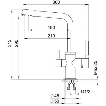 Смеситель для кухни Point PN3103AL серый