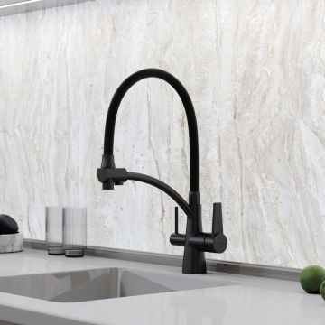 Смеситель для кухни Sancos Eri с гибким изливом под фильтр, матовый черный, (SC4001MB)