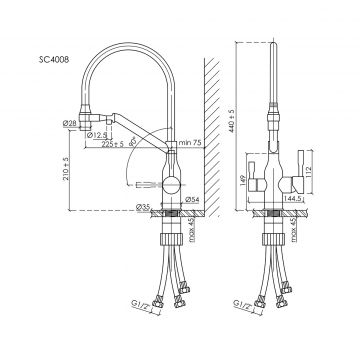 Смеситель для кухни Sancos (Санкос) Orta с гибким изливом под фильтр, хром, (SC4008CH)