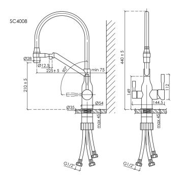 Смеситель для кухни Sancos (Санкос) Orta с гибким изливом под фильтр, брашированный никель, (SC4008BN)