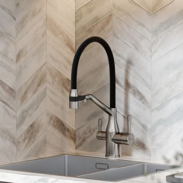 Смеситель для кухни Sancos (Санкос) Orta с гибким изливом под фильтр, брашированный никель, (SC4008BN)