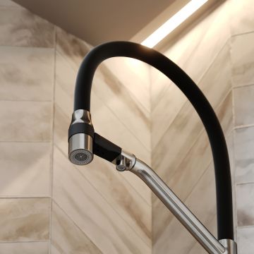 Смеситель для кухни Sancos (Санкос) Orta с гибким изливом под фильтр, брашированный никель, (SC4008BN)