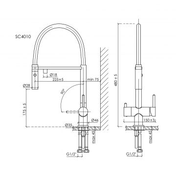 Смеситель для кухни Sancos Imola с гибким изливом под фильтр, хром, (SC4010CH)