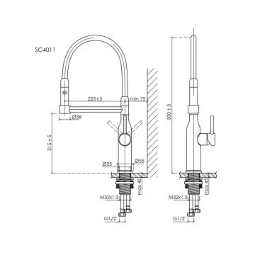 Смеситель для кухни Sancos (Санкос) Pride с гибким изливом, вороненая сталь, (SC4011GG)