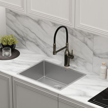 Смеситель для кухни Sancos (Санкос) Pride с гибким изливом, вороненая сталь, (SC4011GG)