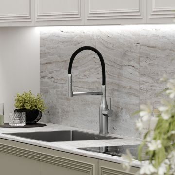 Смеситель для кухни Sancos (Санкос) Pride с гибким изливом , нержавеющая сталь, (SC4011BNG)