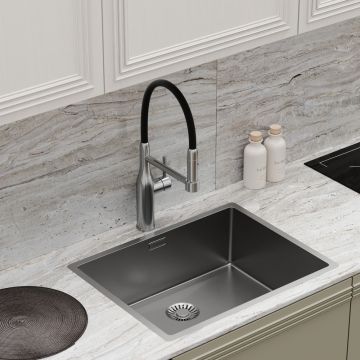 Смеситель для кухни Sancos (Санкос) Pride с гибким изливом , нержавеющая сталь, (SC4011BNG)