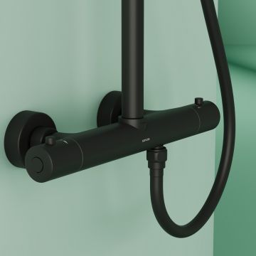 Душевая стойка Sancos (Санкос) Game для душа с термостатическим смесителем, верхним и ручным душем, черный матовый, (SC3002MB)