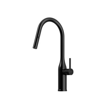 Смеситель для кухни Sancos (Санкос) Grand c вытяжным и поворотным изливом, матовый черный, (SC4002MB)