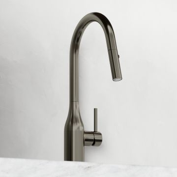 Смеситель для кухни Sancos (Санкос) Grand c вытяжным и поворотным изливом, вороненая сталь, (SC4002GG)