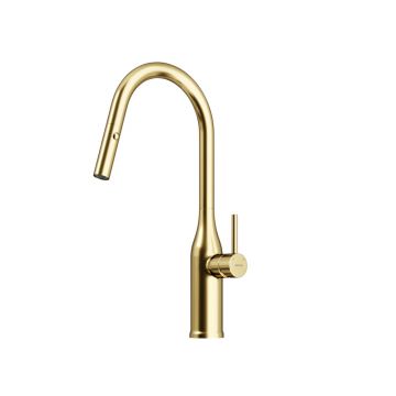 Смеситель для кухни Sancos (Санкос) Grand c вытяжным и поворотным изливом, брашированное золото, (SC4002BG)