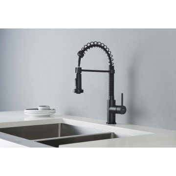 Смеситель Aquatek (Акватек) Европа для кухни 2 jet (профессиональный), матовый черный AQ1387MB