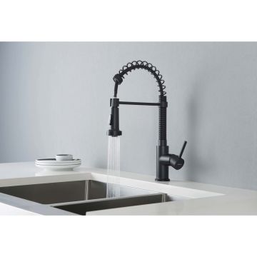 Смеситель Aquatek (Акватек) Европа для кухни 2 jet (профессиональный), матовый черный AQ1387MB