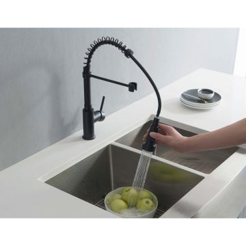 Смеситель Aquatek (Акватек) Европа для кухни 2 jet (профессиональный), матовый черный AQ1387MB