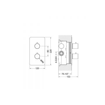 Смеситель термостатический Aquatek (Акватек) Европа для ванны 2 режима (внешняя и скрытая часть), шлифованное золото AQ1392BG