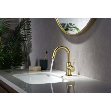 Смеситель Aquatek (Акватек) Европа для раковины, без донного клапана, шлифованное золото AQ1307BG