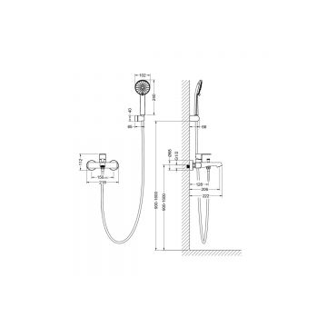 Смеситель Aquatek (Акватек) Оберон для ванны с душевым набором хром AQ1249CR