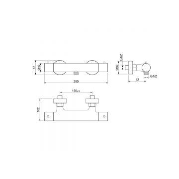 Смеситель термостатический Aquatek (Акватек) Европа для душа, матовый черный AQ1363MB