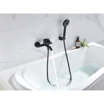 Смеситель Aquatek Европа для ванны с душевым набором, матовый черный AQ1349MB
