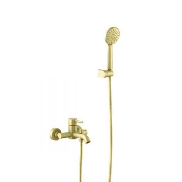 Смеситель Aquatek (Акватек) Европа для ванны с душевым набором, шлифованное золото AQ1349BG