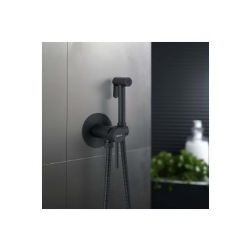 Комплект для гигиенического душа Aquatek (Акватек) Европа встроенный (смеситель + гигиеническая лейка + шланг), матовый черный AQ1021MB