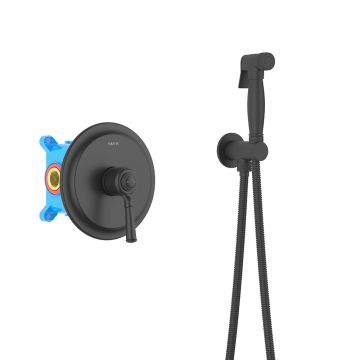 Набор с гигиеническим душем Aquatek (Акватек) Классик (смеситель + гигиеническая лейка + шланг + шланговое подсоединение с держателем), матовый черный AQ1519MB