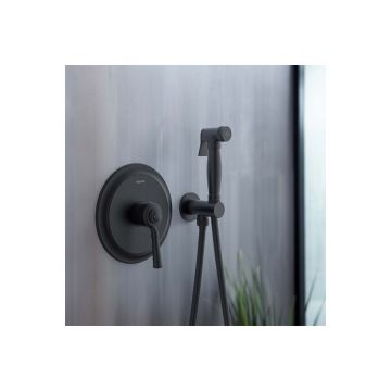 Набор с гигиеническим душем Aquatek (Акватек) Классик (смеситель + гигиеническая лейка + шланг + шланговое подсоединение с держателем), матовый черный AQ1519MB