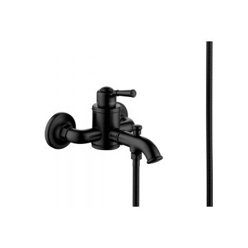 Смеситель Aquatek (Акватек) Классик для ванны с душевым набором, матовый черный AQ1549MB
