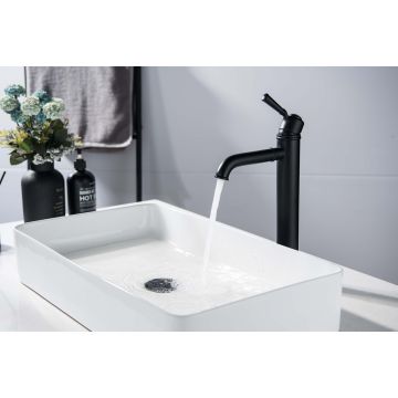 Смеситель Aquatek (Акватек) Классик для раковины высокий 235, без донного клапана, матовый черный AQ1504MB