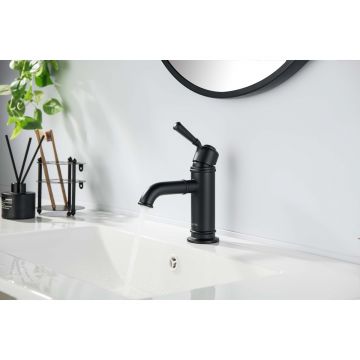 Смеситель Aquatek Классик для раковины 72, без донного клапана, матовый черный AQ1510MB