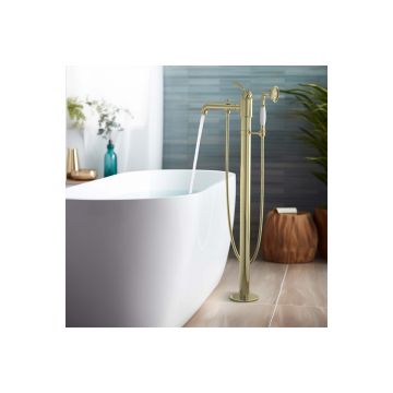 Смеситель Aquatek (Акватек) Классик для ванны напольный (внешняя и скрытая часть), полир. золото AQ1545PG