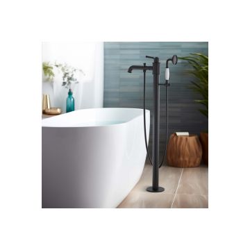 Смеситель Aquatek (Акватек) Классик для ванны напольный (внешняя и скрытая часть), матовый черный AQ1545MB