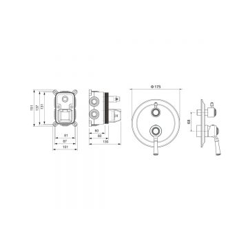 Смеситель Aquatek (Акватек) Классик для ванны 3 режима (внешняя и скрытая часть), матовый черный AQ1547MB
