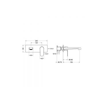 Смеситель Aquatek (Акватек) Оберон для раковины настенный (внешняя и скрытая часть), матовый черный AQ1213MB