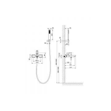 Смеситель Aquatek (Акватек) для ванны с душевым набором хром AQ1649CR