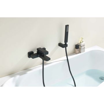 Смеситель Aquatek (Акватек) для ванны с душевым набором, матовый черный AQ1649MB