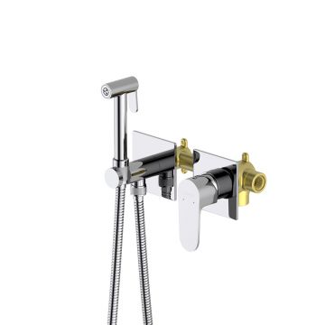 Комплект для гигиенического душа Aquatek (Акватек) Оберон встроенный 2 отв. (смеситель + гигиеническая лейка + шланг) хром AQ1220CR