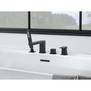 Смеситель Aquatek (Акватек) Либра на борт ванны на 4 отв., матовый черный AQ1648MB