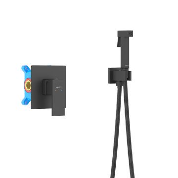 Набор с гигиеническим душем Aquatek (Акватек) Либра (смеситель + гигиеническая лейка + шланг + шланговое подсоединение с держателем), матовый черный AQ1619MB