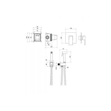 Набор с гигиеническим душем Aquatek (Акватек) Либра (смеситель + гигиеническая лейка + шланг + шланговое подсоединение с держателем), матовый черный AQ1619MB