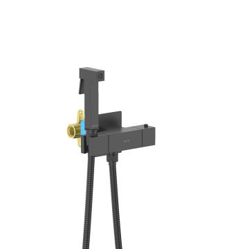 Комплект для гигиенического душа Aquatek (Акватек) Либра термостатический встроенный (смеситель + гигиеническая лейка + шланг), матовый черный AQ1028MB