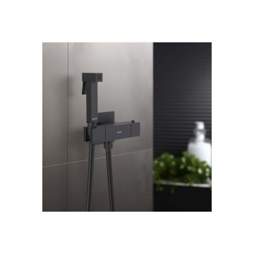 Комплект для гигиенического душа Aquatek (Акватек) Либра термостатический встроенный (смеситель + гигиеническая лейка + шланг), матовый черный AQ1028MB