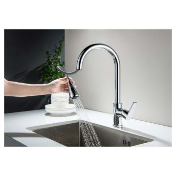 Смеситель Aquatek Лугано для кухни с вытяжным изливом 2 jet хром AQ1784CR