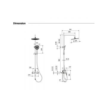 Душевая система Aquatek (Акватек) Лугано (смеситель для ванны) 255 мм хром AQ2740CR